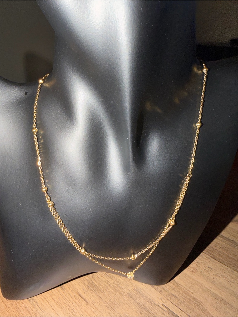 Layered Gold Bead Chain Necklace for Women